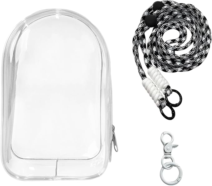 Clear Figure Display Bag with Keychain and Lanyard, Protective Doll Case, 18.5cm/7.28in Crossbody Doll Storage Bag