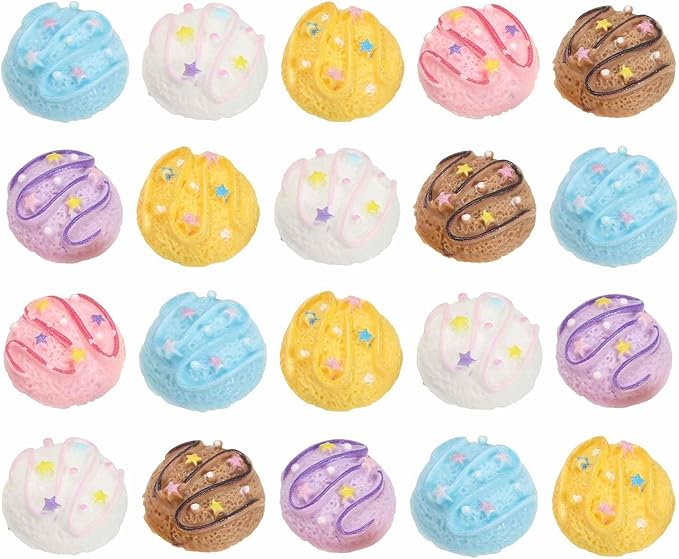 Dollhouse Miniature Food, Cute Mixed Ice Cream Ball Figures Toys Mini Resin Foods Trinkets for Pretend Play Kitchen Cooking Game & Doll House Decor (Mixing Colors, 20pcs)