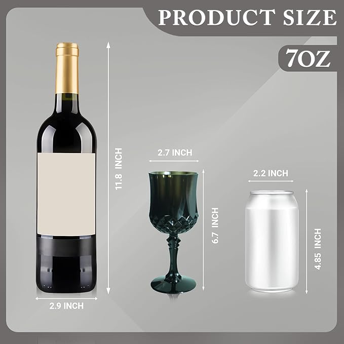 LEYIQU Plastic Wine Glasses, Plastic Goblets Vintage Style Cordial Drinking Glasses for Valentine’s Day, Wedding Reception, Grand Event Party Supplies (24, Black)