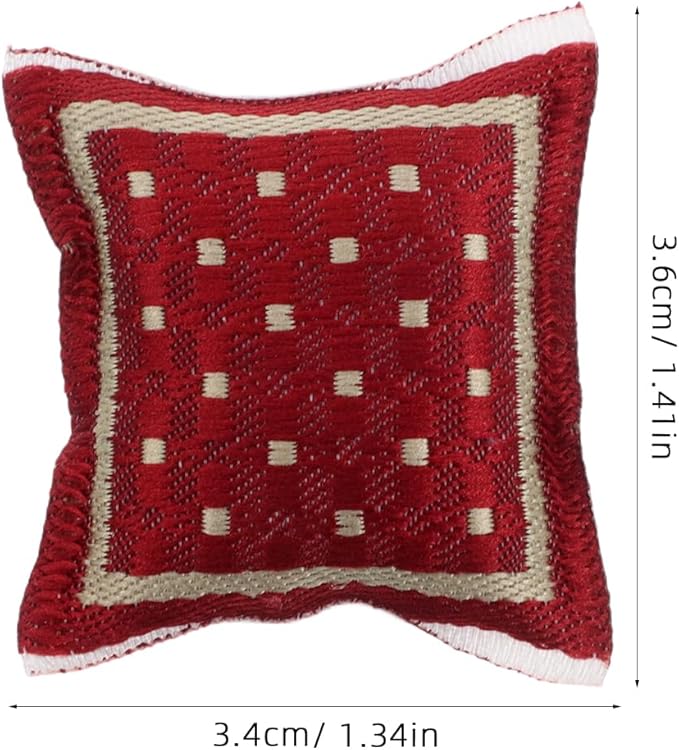 LOGOFUN 2pcs Miniature Dollhouse Throw Pillows Mini Soft Silk Sofa Cushions Model for Living Room Decoration Doll Accessories