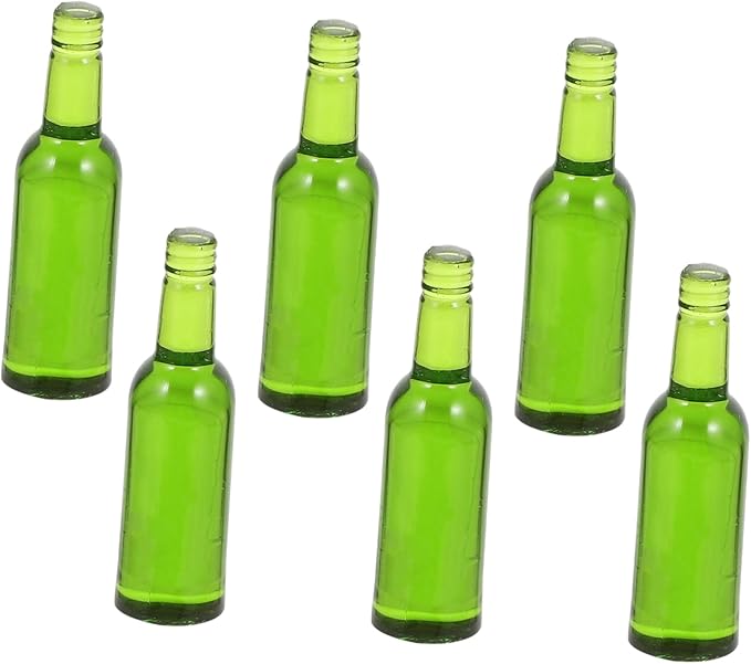 OFFIGAM 6Pcs Miniature Doll House Beer and Wine Bottles Mini Wine Bottles for Dollhouse Decoration Compact Accessories for Creativity and Playtime