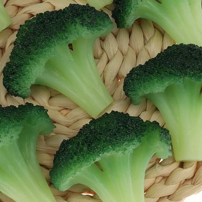 Gresorth 6pcs Fake Broccoli Slice Decoration Artificial Vegetable for Home Kitchen Shop Learning Food Model - Green