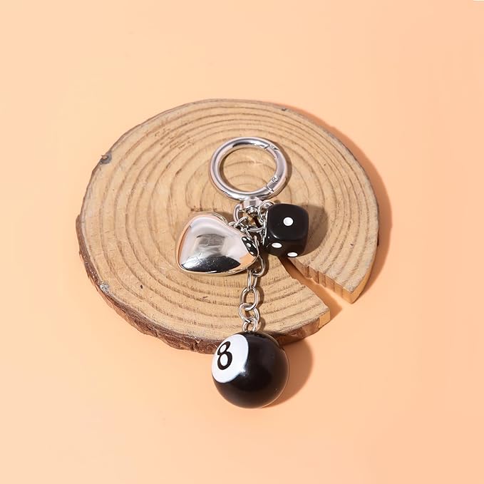 FunBoat Magic 8 Ball Cute Dice Charm Keychain Cute Backpack Purse Bag Hangings Accessories, Y2k Key Chain Gift Aesthetic