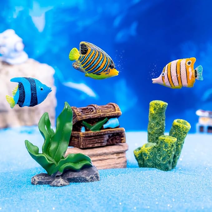 50PCS Mini Ocean Animals Figurines Ornaments Resin Sea Animal Tiny Resin Figurines for Fish Tank Decorations Birthday Party Favor Garden Accessories Gift (Seaweed)