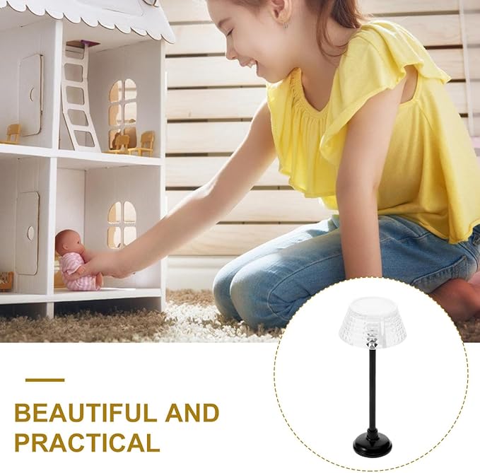 SOIMISS Dollhouse Miniature Floor Lamp - Realistic 1:12 Scale Mini Standing Light for Dollhouse Furniture Decor - Grid Design Small Bedside Lamp for Micro Landscape, DIY Living Room & Bedroom Scenes