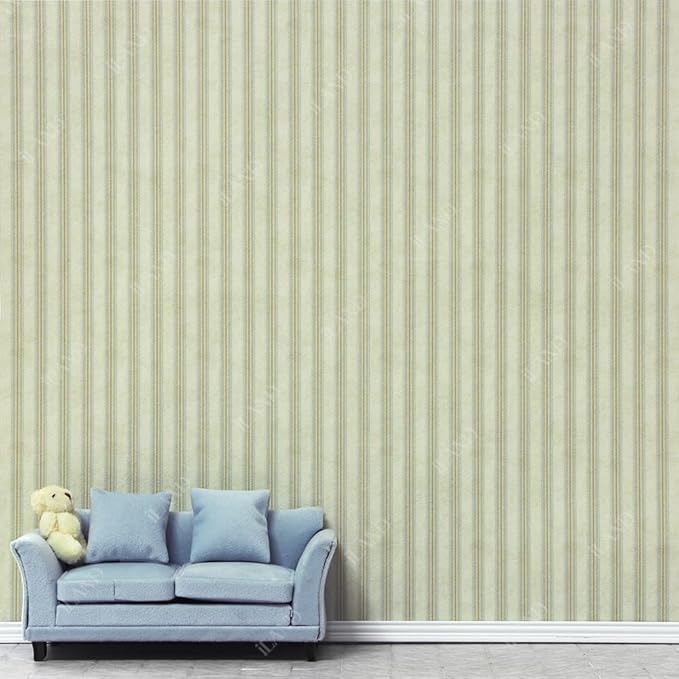 iLAND Originality Dollhouse Wallpaper 39 * 15.7 inch, Dollhouse Accessories on 1:12 Scale or 1:6 Scale (Striped Green-Yellow)