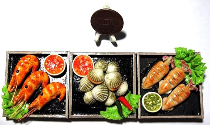 3 So Cute Mix Sea Food Dollhouse Miniature Food,Tiny Food,Doll Collectibles Scale 1:6