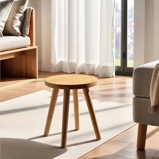Wooden Stools Dining Chair Table Chair Dressing Stool Kitchen Bar Stool Side Table Round Suitable for Bedroom Living Room Dining humidifier Stand Plant Stand (Natural Wood Color)