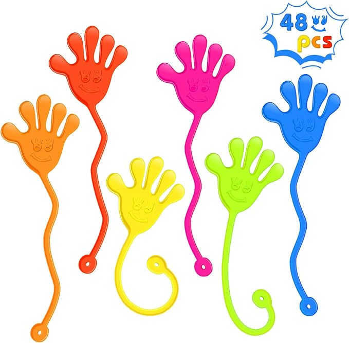 Sticky Hands Bulk 48 PCS Party Favors for Kids 4-8 8-12 Stretchy Sticky Hand Toy Valentines Day Gifts for Kids Goodie Bag Stuffers Fillers Small Classroom Prizes Student Gifts Birthday Party Supplies