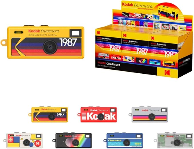 KODAK CHARMERA Keychain Digital Camera Blind Box Single Box (1PC),Mini Camera,Digicam,Video Recording,Bag Charm,Film Simulation Presets,1.6 Megapixels,Micro SD Card Slot,for Beginners Teens and Adults