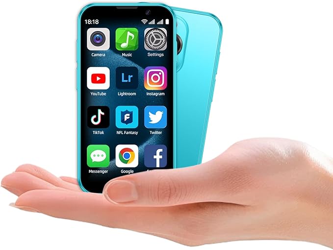 QHO Mini Phone Unlocked Mini Smartphone for Kids World's Smallest Cell Phone 3.0" HD Touch Screen Quad Core Dual Sim Card Face ID Android Compact Small Mobile Phones 2GB+16GB (Dark Blue)