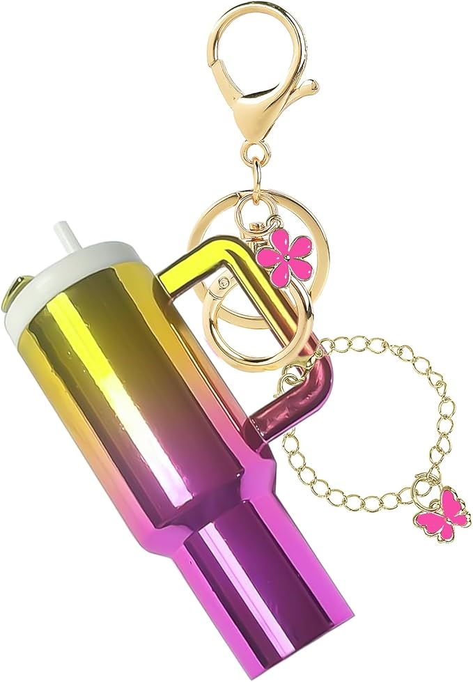 ERTUNA Mini Tumbler Keychain Accessories for Stanley Cup, 2 Way Cute Charms Chapstick Lip Balm Holder for Women Purse Handbag