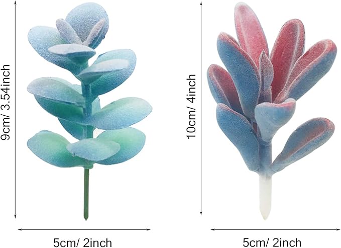Woohome 10 PCS Artificial Succulent Plants, Blue Fake Succulent, Unpotted Faux Succulent Assortment in Flocked Blue in Different Type for Birthday Home Decor Indoor Wall Garden DIY