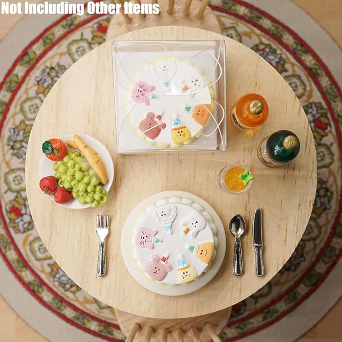 Odoria Dollhouse Birthday Cake Miniature: 1/12 Scale Dessert Pastries Bakery for Party Picnic - Mini Realistic Baking Food Resin White 2Pcs