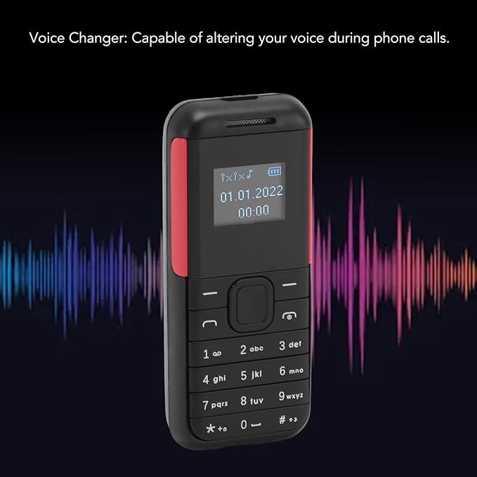 GOWENIC Small Mini Phone, 2G GSM Dual SIM Unlocked Smartphone, 0.66inch Screen 380mah Kids Small Smartphone, Bluetooth Sound Player Basic Phone (Black Red)