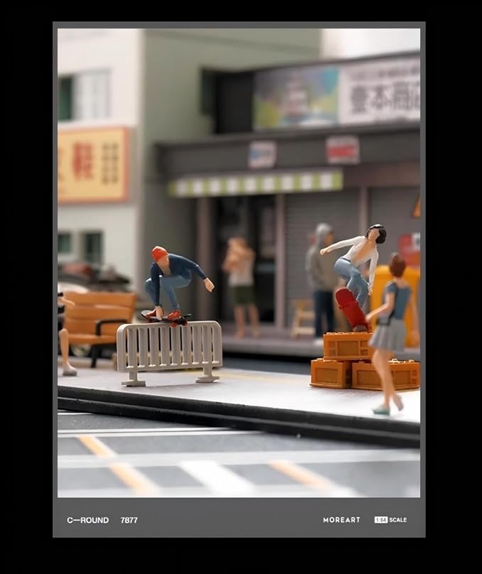 1:64 Scale Hand-Painted Resin Skateboard Girls - HO Compatible Diorama Model for Train Scenes, Architectural Displays, Collectors & Hobbyists
