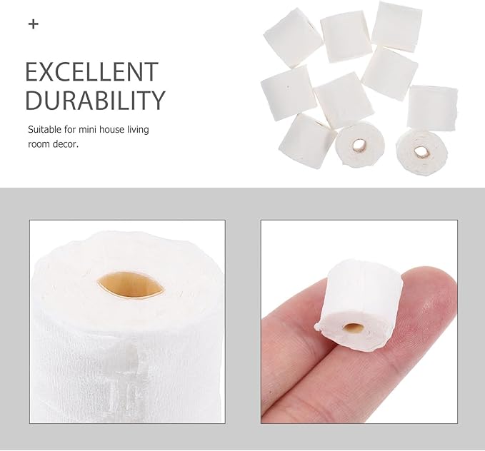 UPKOCH 10pcs Mini Dollhouse Toilet Tissue Rolls, 1:12 Detachable Simulation Paper Model, Cute Bathroom Doll House Napkins, Collectible Miniature Accessories for Kitchen, Home, Gift