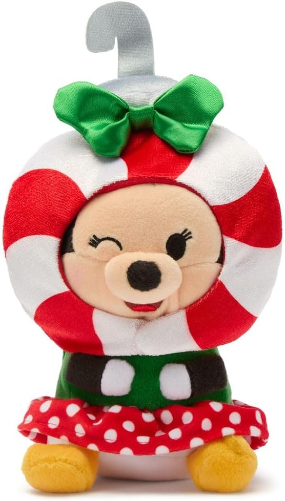 Disney Store Official Mini Mix-Its Plushies – Minnie Mouse Holiday - Cute Stuffed Animals - Mix & Match Detachable Hats - Hook and Loop Strap - Plush Toys for Kids and Collectors, 7 Inch