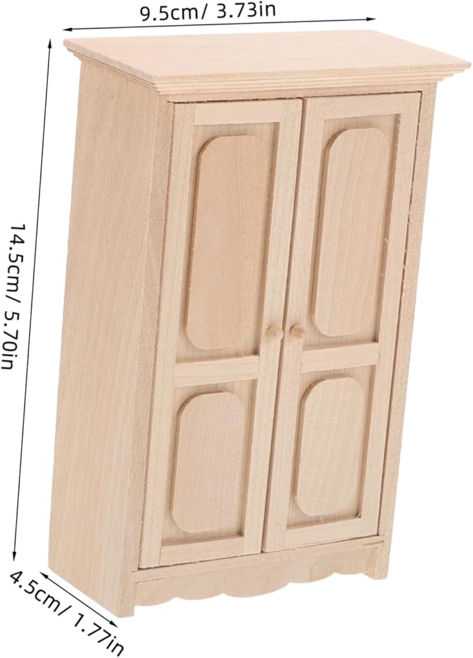 Dollhouse Miniature Wooden Cabinet Elegant Storage Shelves for Collectible Display and Dollhouse Decoration for Miniature Scenes and Home Decor