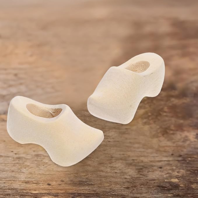 Abaodam Miniature Wooden Shoes 2 Pairs Unfinished Dollhouse Decor DIY Craft Supplies for Home and Party Decoration
