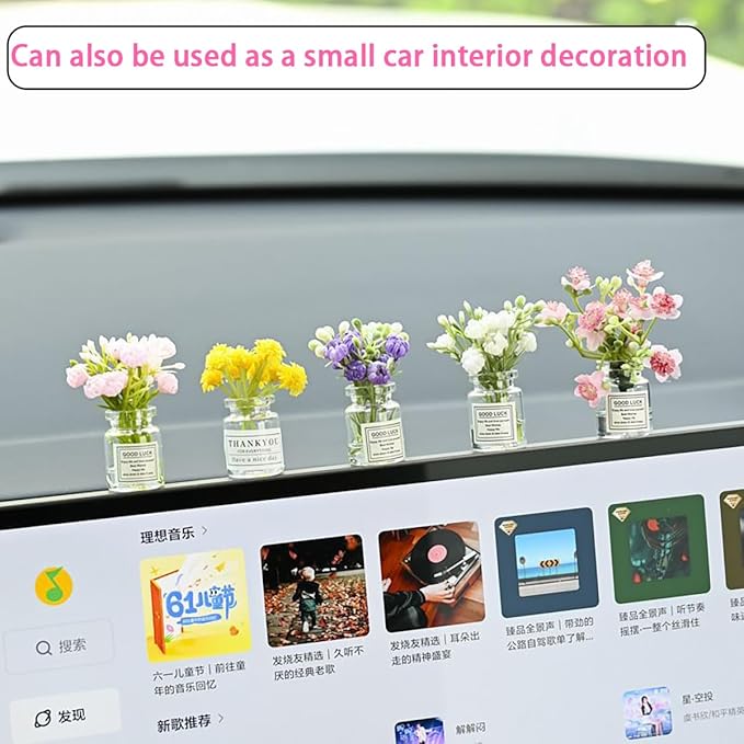 2 Pcs Miniature Flower Vases with Peach Blossoms – Handmade Dollhouse Vases for Micro Landscape, Resin Floral Decorations for Fairy Garden Scenes,Car Interior Decorations