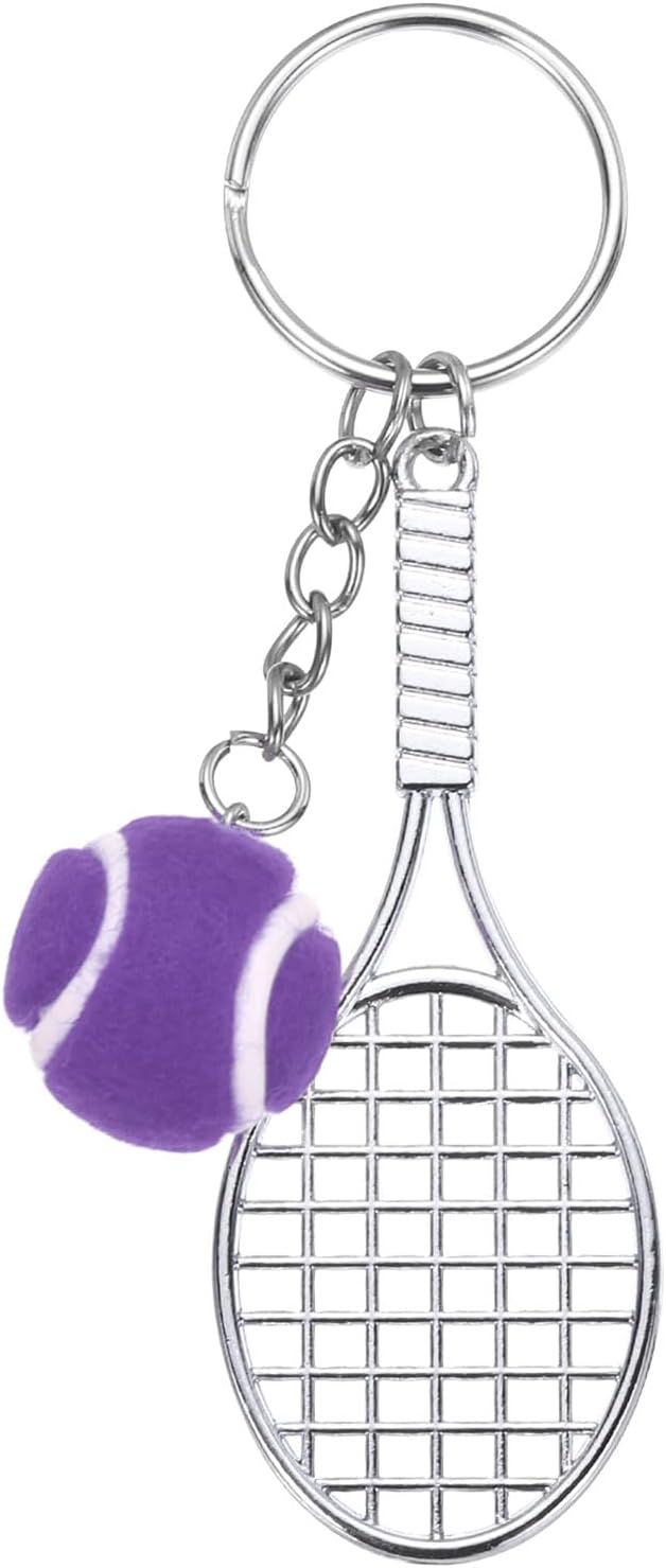 PATIKIL Tennis Keychain, Metal Tennis Racket Key Chains Sports Novelty Charm Pendant for Backpacks, Party Favor, Sports Fan