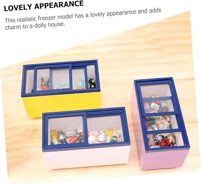 LIOOBO 1:12 Scale Miniature Dollhouse Furniture Boys and Girls Simulation Freezer Mini Fridge Toy Wooden Construction