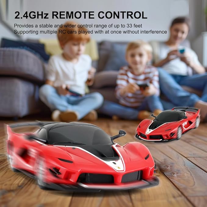 1:24 Scale Remote Control Car for Ferrari, 2.4GHz Model RC Cars, Electric Sport Racing Hobby Vehicle Gift for Adults, Kids, Boys, Girls - Red