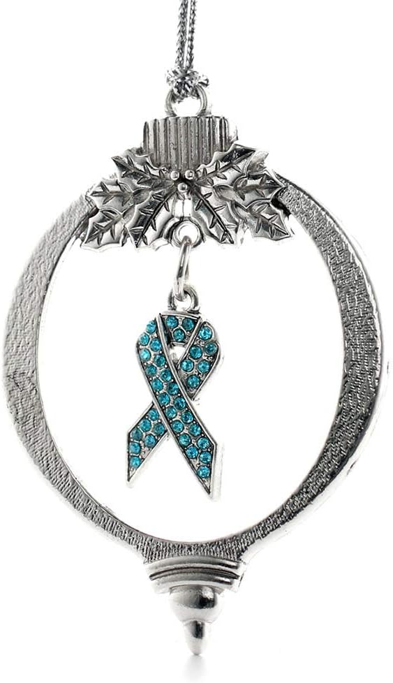 Inspired Silver - Aqua Ribbon - Silver Christmas Ornament - Unique Charm Christmas Tree Ornament - Holiday Hanging Decoration