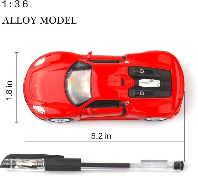 1/36 Scale Porsche 918 Spyde Diecast Model Cars,Pull Back Vehicles Porsche Toy Cars,Cars Gifts for Boys Girls (Red)