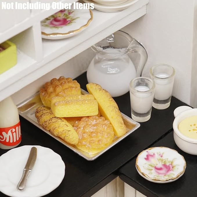 Odoria 1/12 Miniature Milk Pitcher and Bread 6Pcs Miniatures Dollhouse Decoration Accessories Doll House Accessory