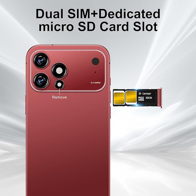 MMY 17PROMA X Unlocked Cell Phone 16+1TB,6.9" HD Screen Unlocked Phones,Android 15 7000mAh Long Battery Life Smartphone,5G/Dual SIM/Fingerprint Button Unlock/Photos/Face ID (Wine Red, 16+1TB)