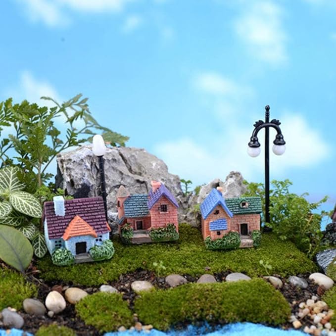 2 Pack Miniature Resin Fairy Castle Houses - DIY Mini Fairy Garden Ornaments for Dollhouse, Bonsai, and Micro Landscape | Fairy Tale House Figurines for Home, Yard, Desk,and Outdoor Garden Decorations