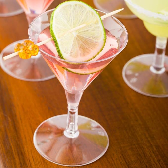 2 Ounce Mini Martini Glasses, 100 Disposable Plastic Martini Glasses - Recyclable, Crack Resistant, Clear Plastic Small Martini Glasses, For Parties or Weddings, - Restaurantware