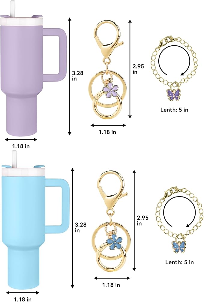ERTUNA Mini Tumbler Keychain Accessories for Stanley Cup, 2 Way Cute Charms Chapstick Lip Balm Holder for Women Purse Handbag