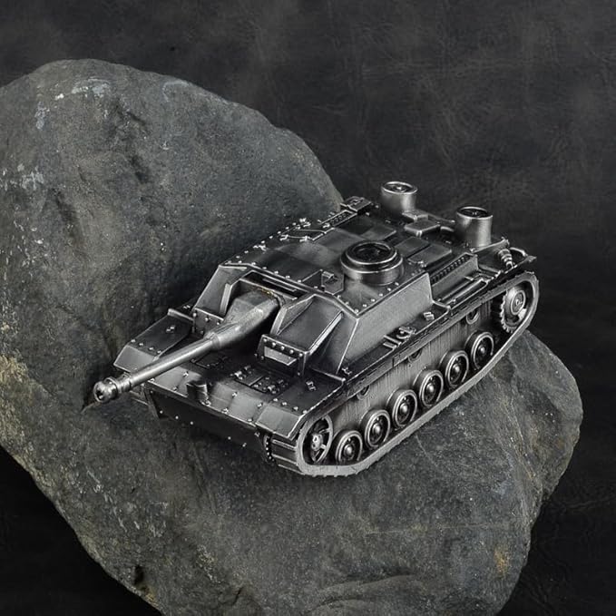 1:72 German Stug III Ausf.G Assault Gun Tank All-Metal die-Casting Model Military Model Furniture for Display (Silver)