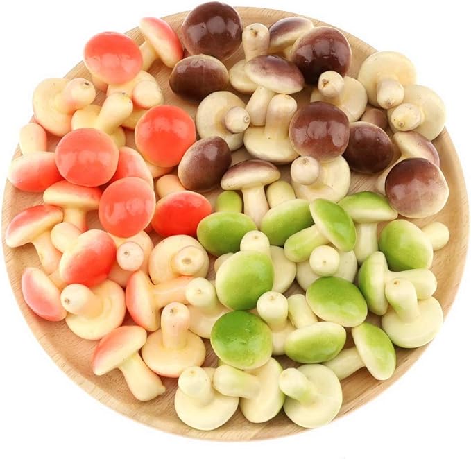 Gresorth 30pcs Mini Artificial Mushroom Decoration Fake Vegetable Ornament Lifelike Faux Fruit Model for Home Kitchen Party