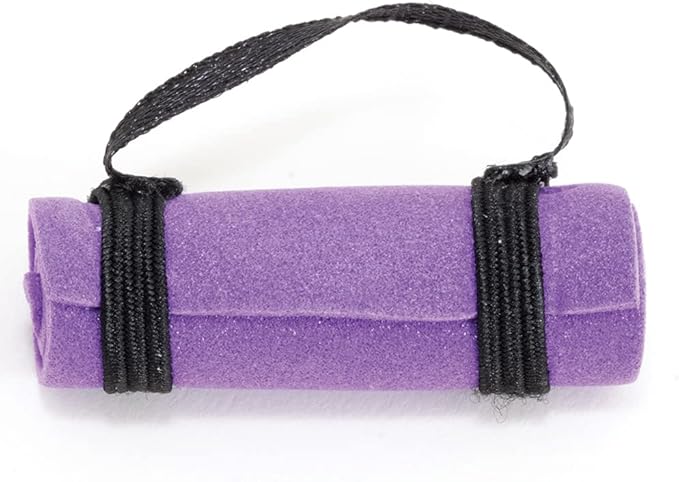 International Miniatures by Classics Dollhouse Miniature Purple Yoga Mat Exercise Fitness with Carrying Strap