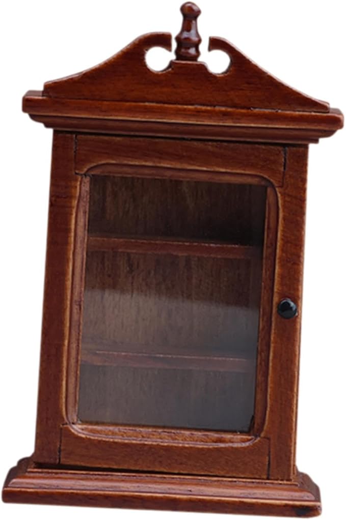 1:12 Scale Dollhouse Cabinet Simulation Accessories Toy Scenery Supplies Wooden Miniature Wall Shelf for Home Living Room