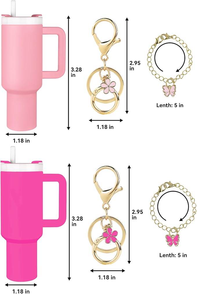 ERTUNA Mini Tumbler Keychain Accessories for Stanley Cup, 2 Way Cute Charms Chapstick Lip Balm Holder for Women Purse Handbag