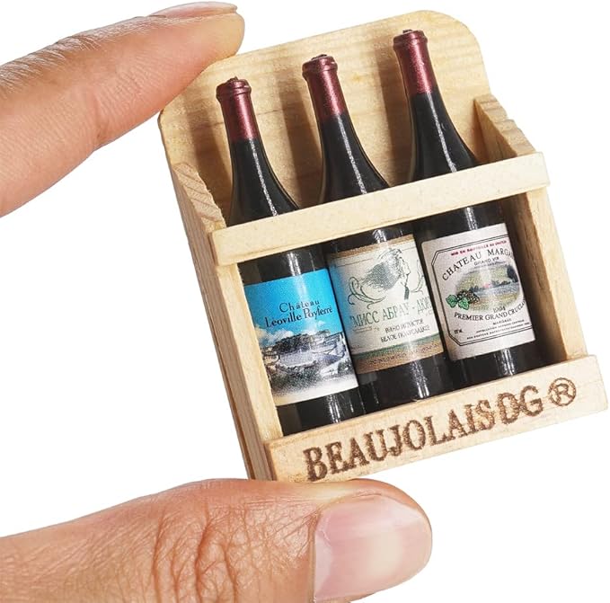 Odoria 1/6 Miniature Wine Holder with 3Pcs Bottles Dollhouse Decoration Accessories