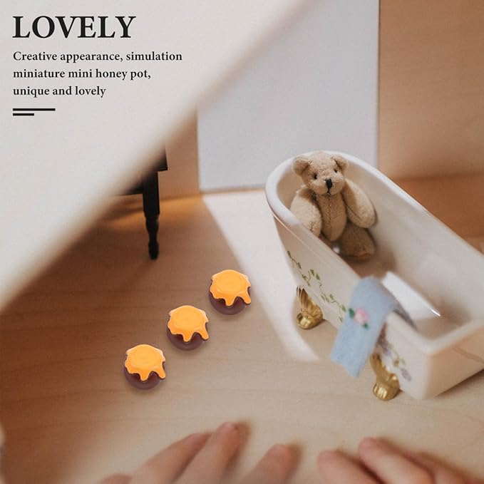 Miniature Dollhouse Honey Jars Set of 10 Resin Mini Honey Pots for Dollhouse Kitchen Scene Decor and Tiny Food Accessories