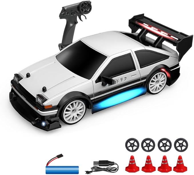 1:24 Scale RC Drift Car, 30KM/H 4WD 2.4GHz Remote Control Cars with LED Light, Racing and 4 Drifting Wheels, High Speed RC Racing Cars Perfect Toy Gift for Teen Adults