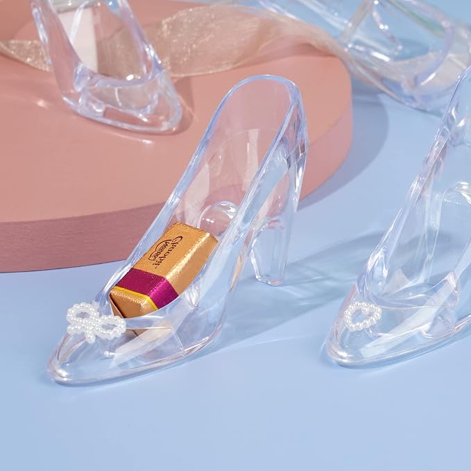 Plastic Mini Cinderella Princess Slippers Glass Heels Party Decorations for Weddings, Birthday Party Favors 3.5 inches