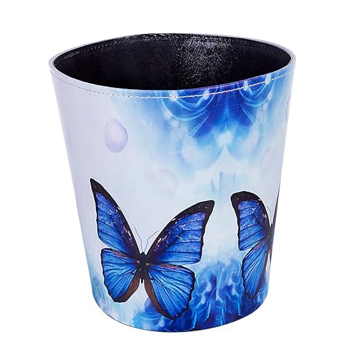 Scakbyer 10L/2.64 Gallon PU Leather Trash Can Decorative Waterproof Wastebasket Paper Basket Garbage Bin for Home Office Bathroom