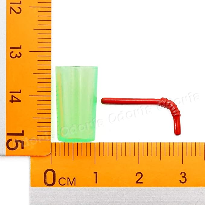 Odoria 1/12 Miniature Glasses and Straws 12Pcs Dollhouse Decoration Accessories