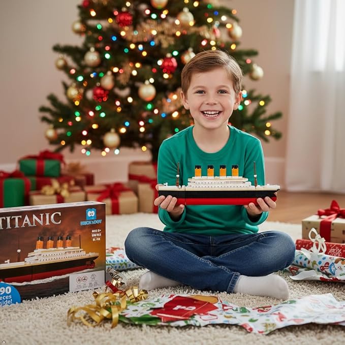 Brick Loot Titanic Building Set – 390-Piece Lego Compatible Ship Model Kit for Adults & Kids, DIY Mini Bricks 3D Puzzle STEM Toy, Collectible Display, Gift for Ship Lovers (Large)