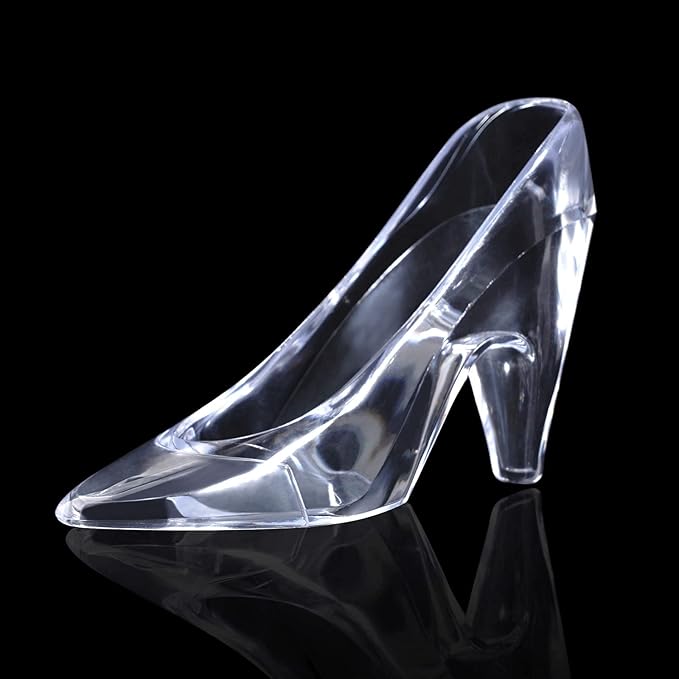 Plastic Mini Cinderella Princess Slippers Glass Heels Party Decorations for Weddings, Birthday Party Favors 3.5 inches