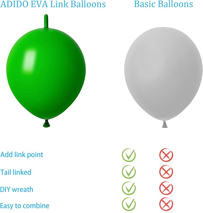 ADIDO EVA Link Balloons Green 12 Inch Quick Latex Link Balloon 80 Pcs for Birthday, Halloween, Christmas, Party Festival Decorations