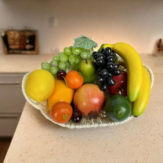 Generic 17pcs Artificial Mixture Fruits,Simulation Fruit Props for Photography Display, Lifelike Realistic Fake Fruits Home Decor Craft Fruit Set Fake Grapes Fake Banana, HC2412-17
